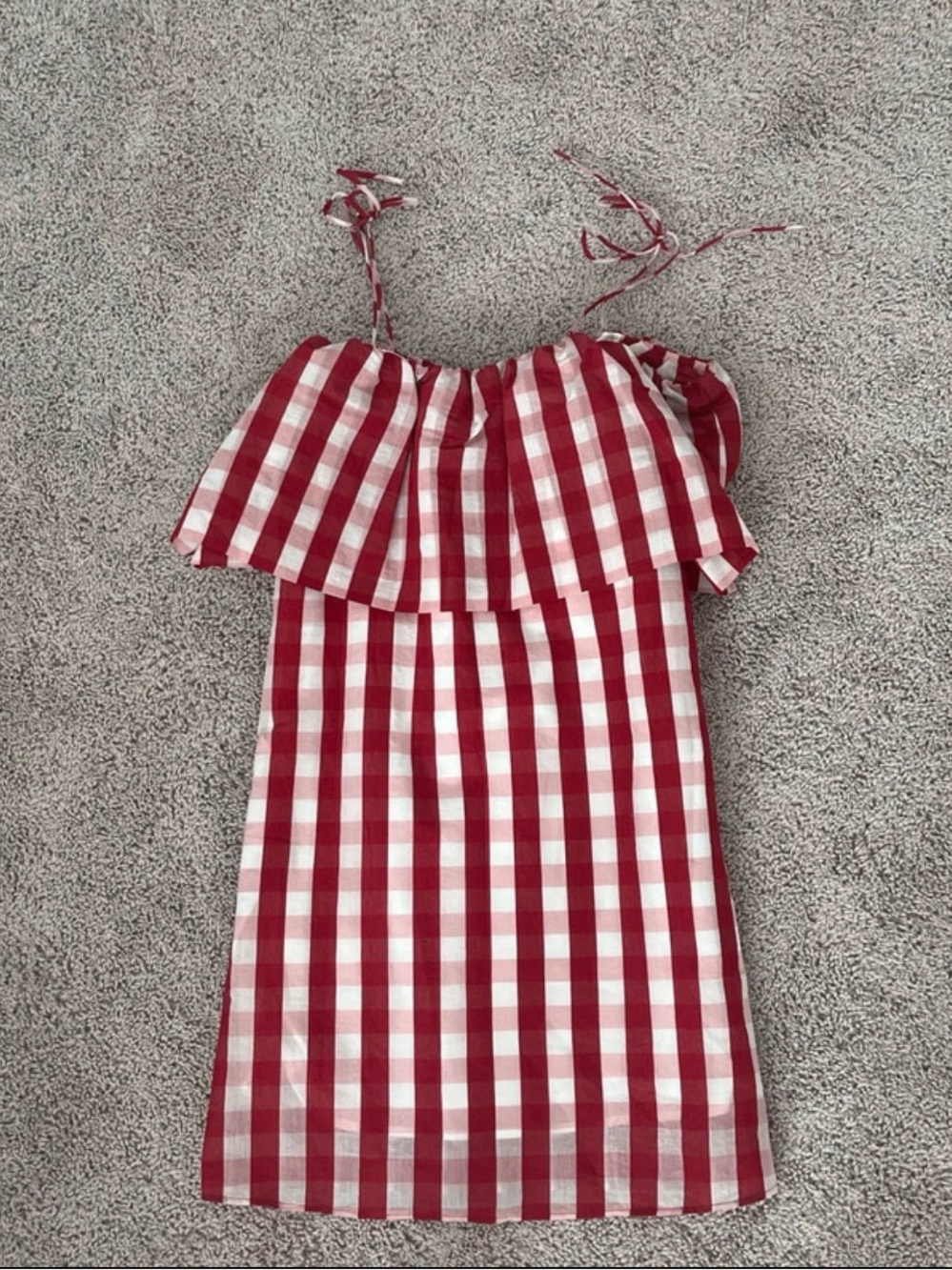 Mango Red and White Gingham Mini Dress